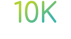 Green and blue text reading '10K' with ellipsis underneath