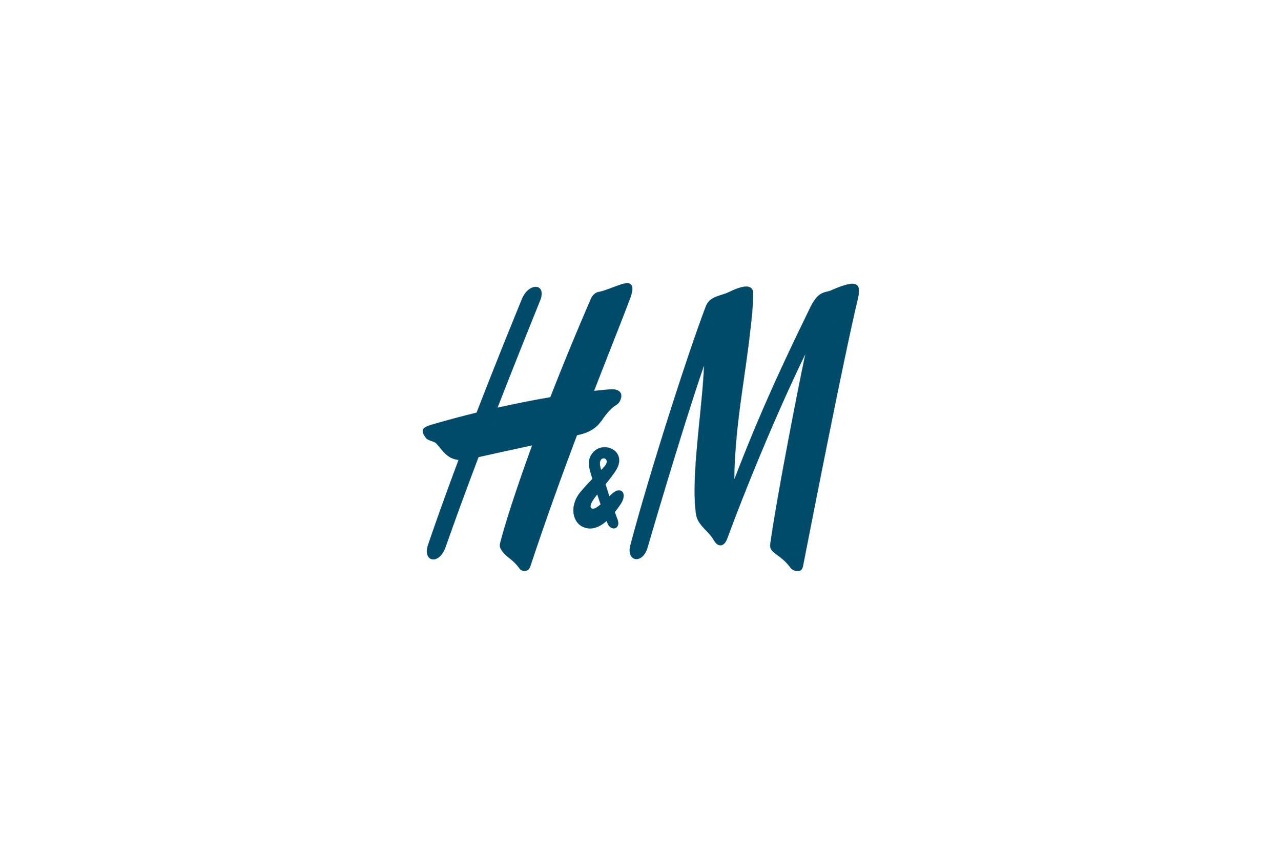 H&M logo in black and blue on a black background.
