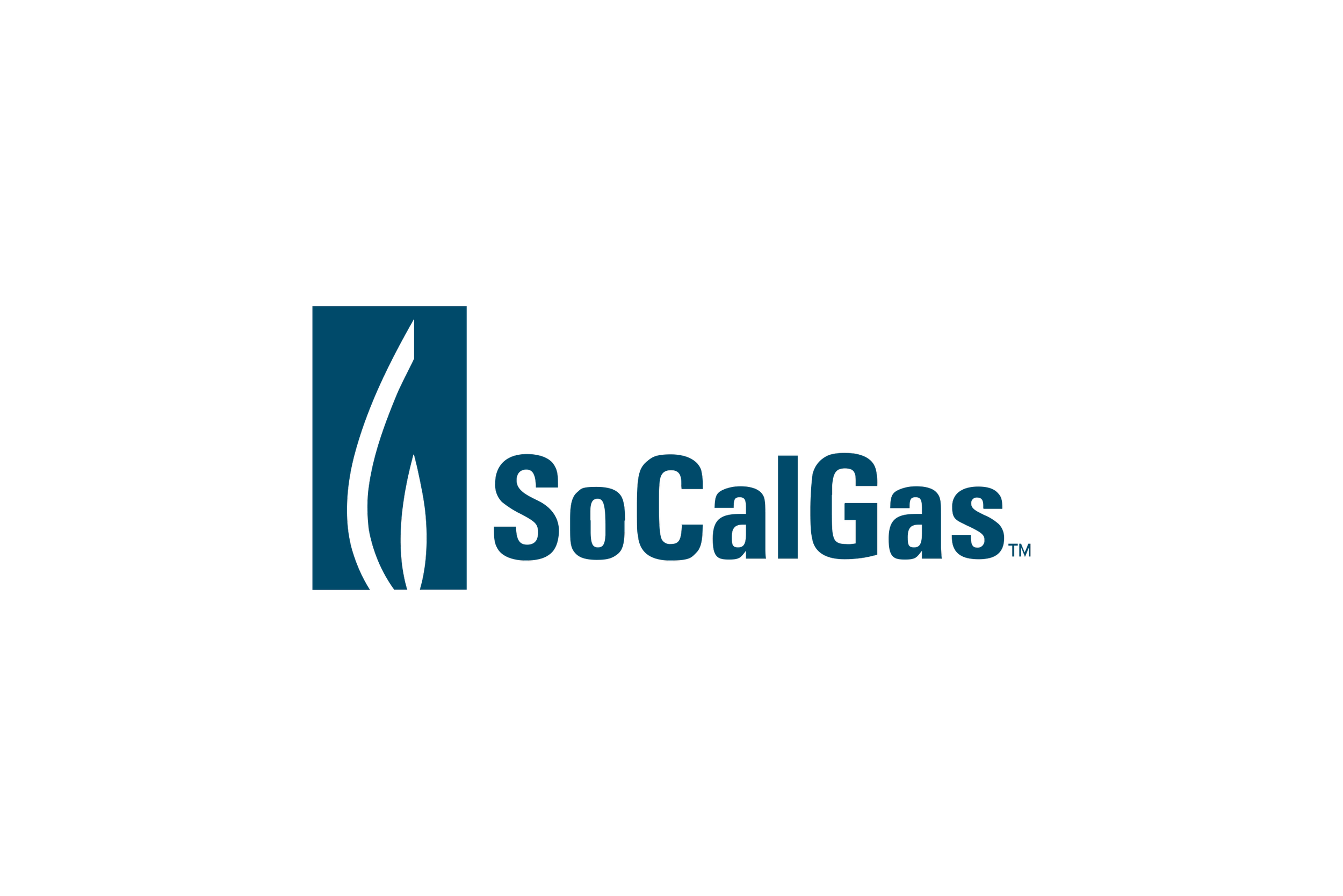 SoCalGas logo with a black flame icon and blue text