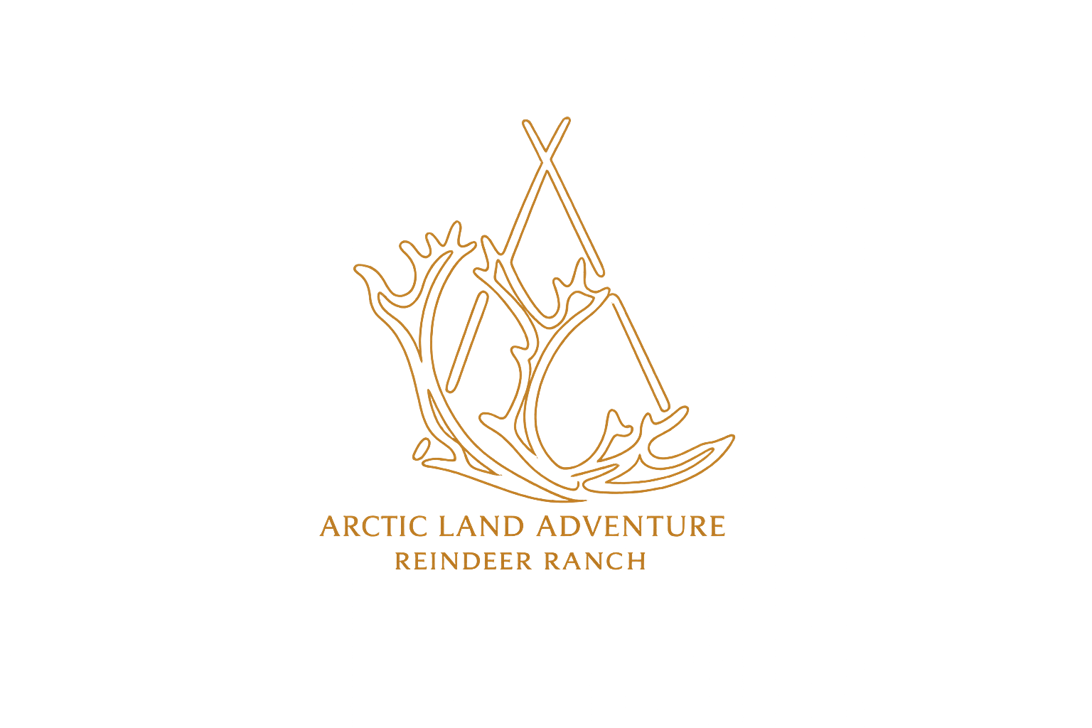 A stylized neon outline of a reindeer, with the text 'Arctic Land Adventure' and 'Reindeer Ranch' below it.