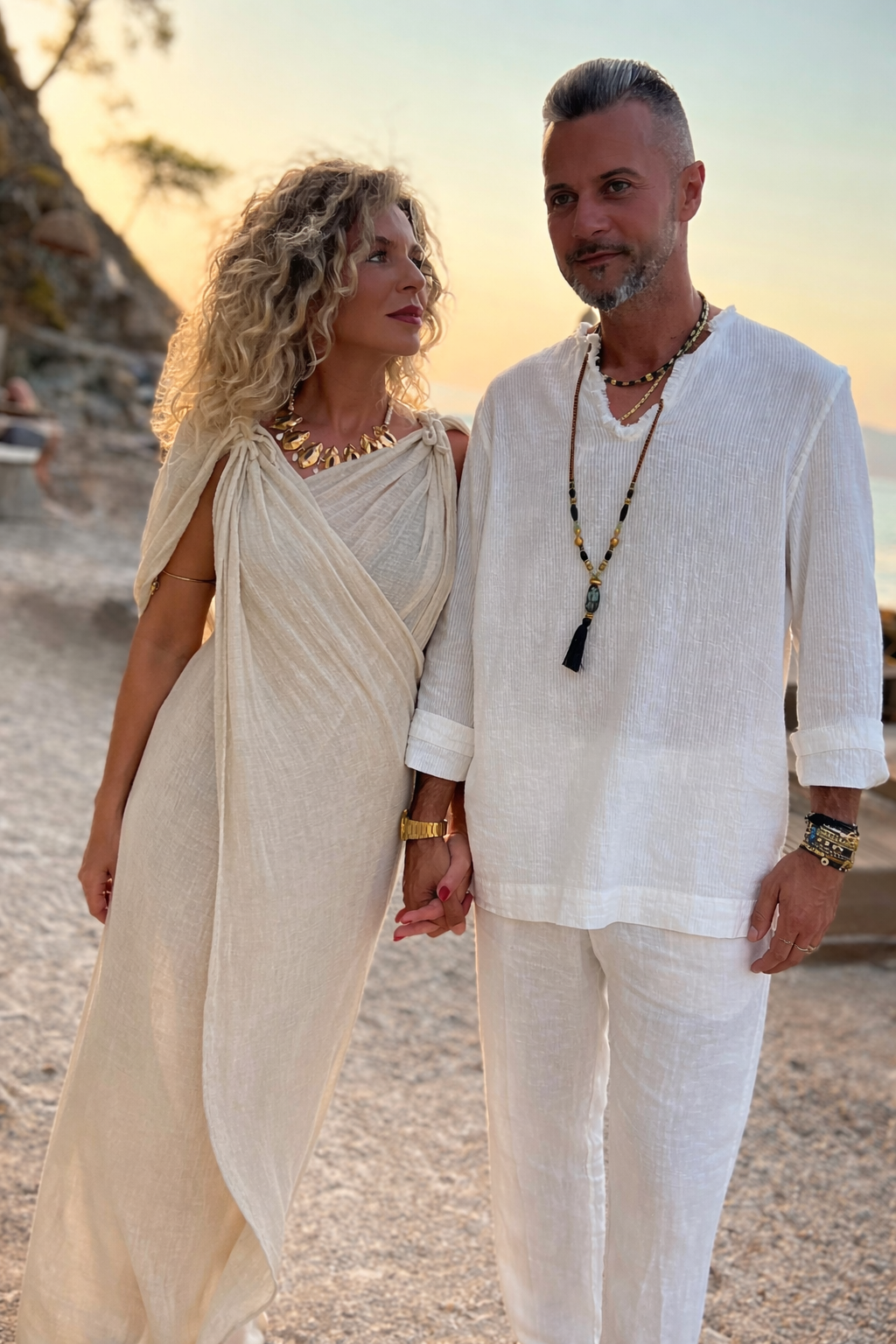 Elegant couple at sunset during a bespoke luxury travel experience in Fethiye, Türkiye at Sea Me Beach