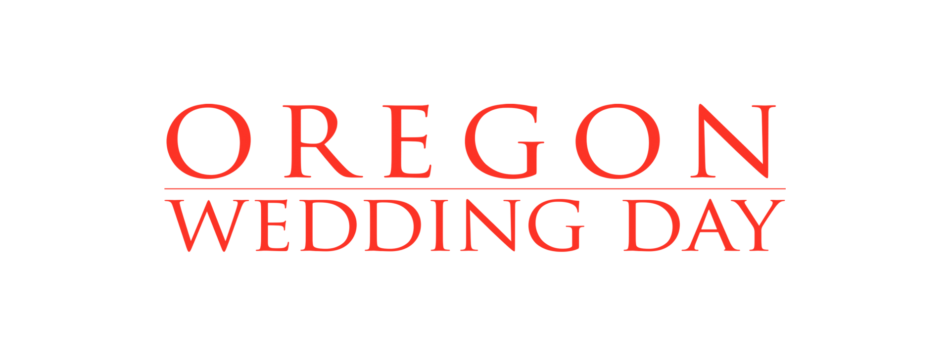 Logo for Oregon Wedding Day with black background and red text.