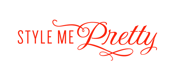 Text that reads 'Style Me Pretty' in red and black cursive font.