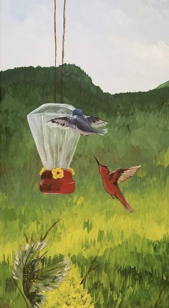 Diamond Springs Neighbors, Acrylic on Canvas, 12" x 24"