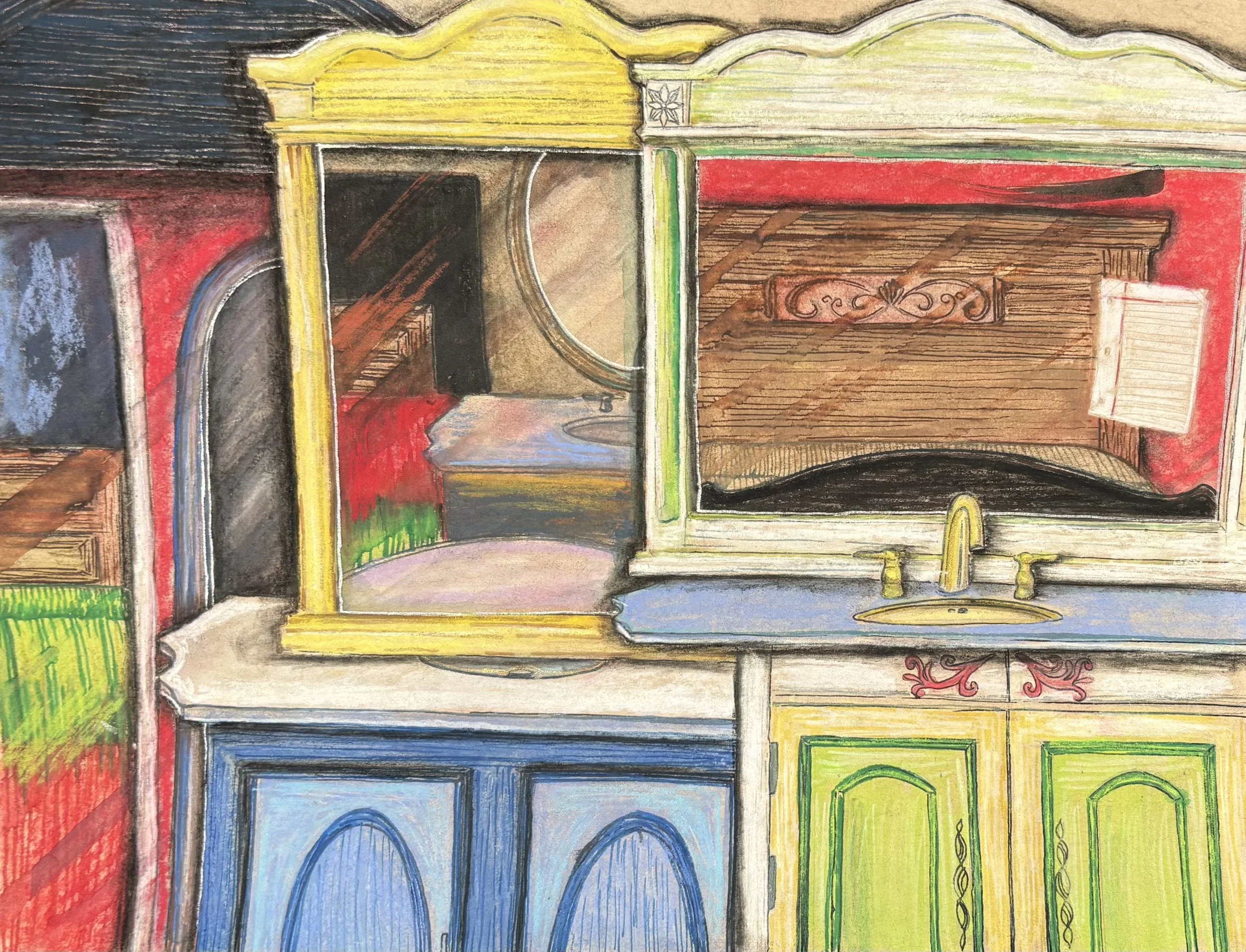 Too Many Corners in My Room, Mixed Media, 9" x 12", 2024