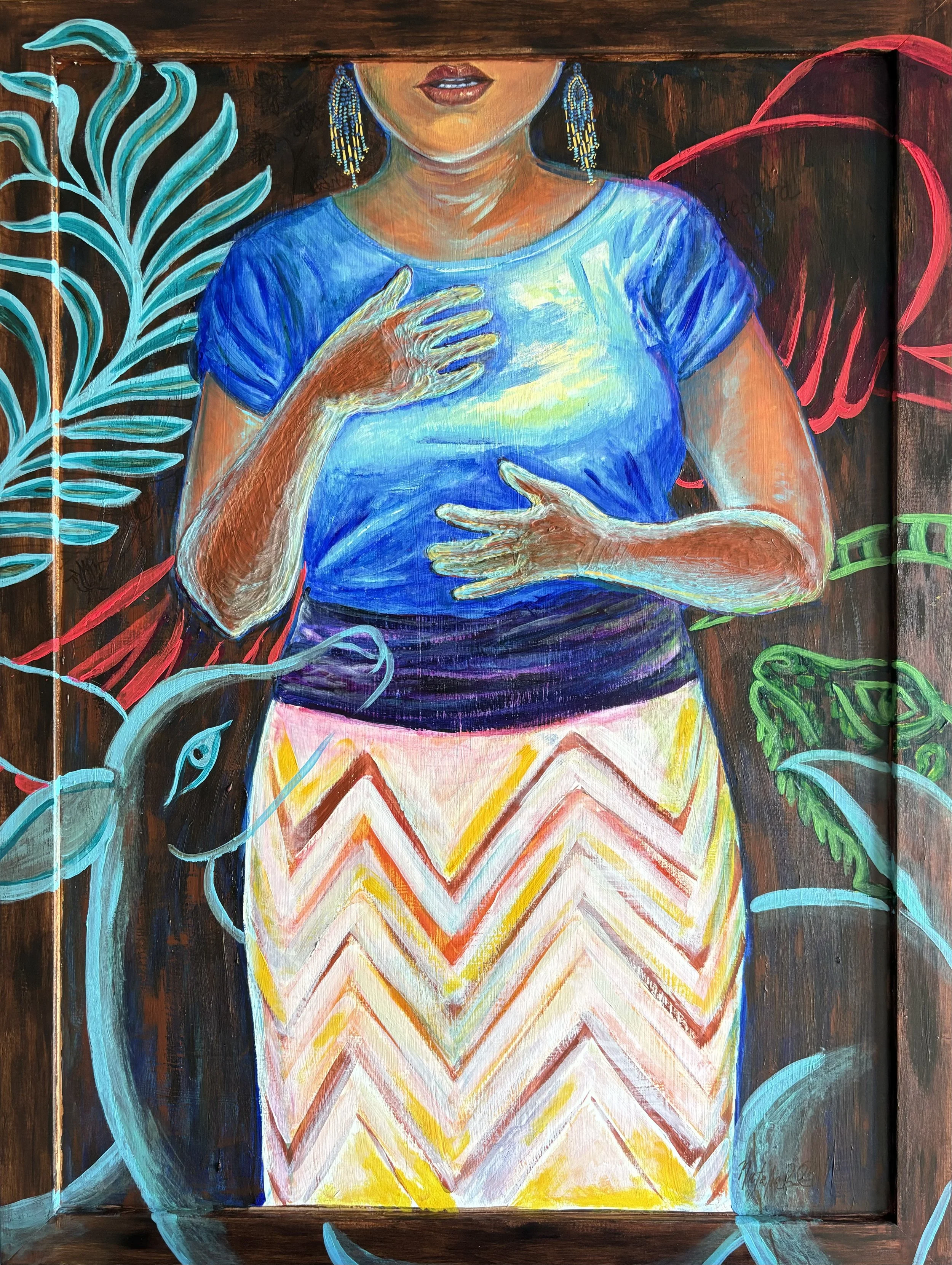 Respira, acrylic on wood, 32" x 24", 2024