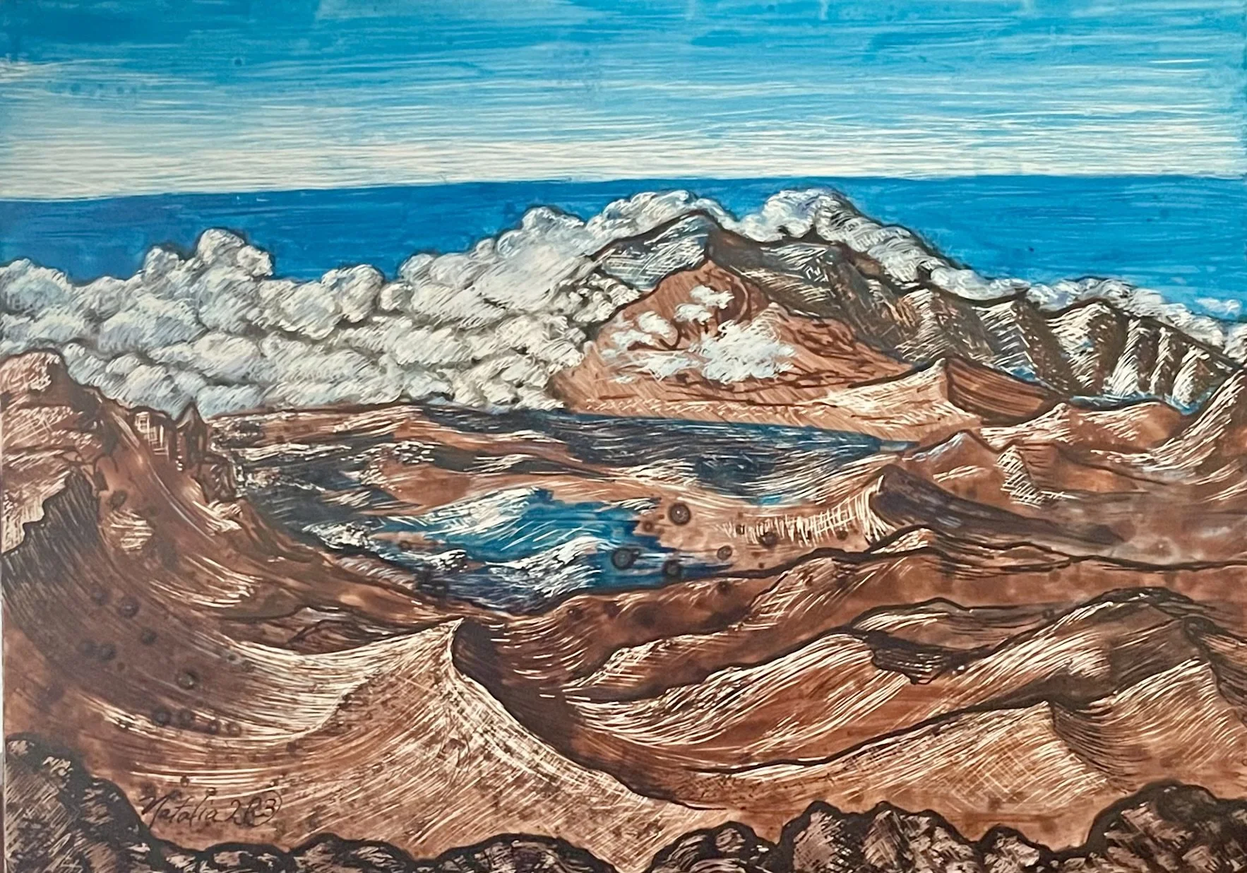 You Will Know in the Time of Knowing (Haleakala), 6" x 4", India Ink on Claybord, 2022