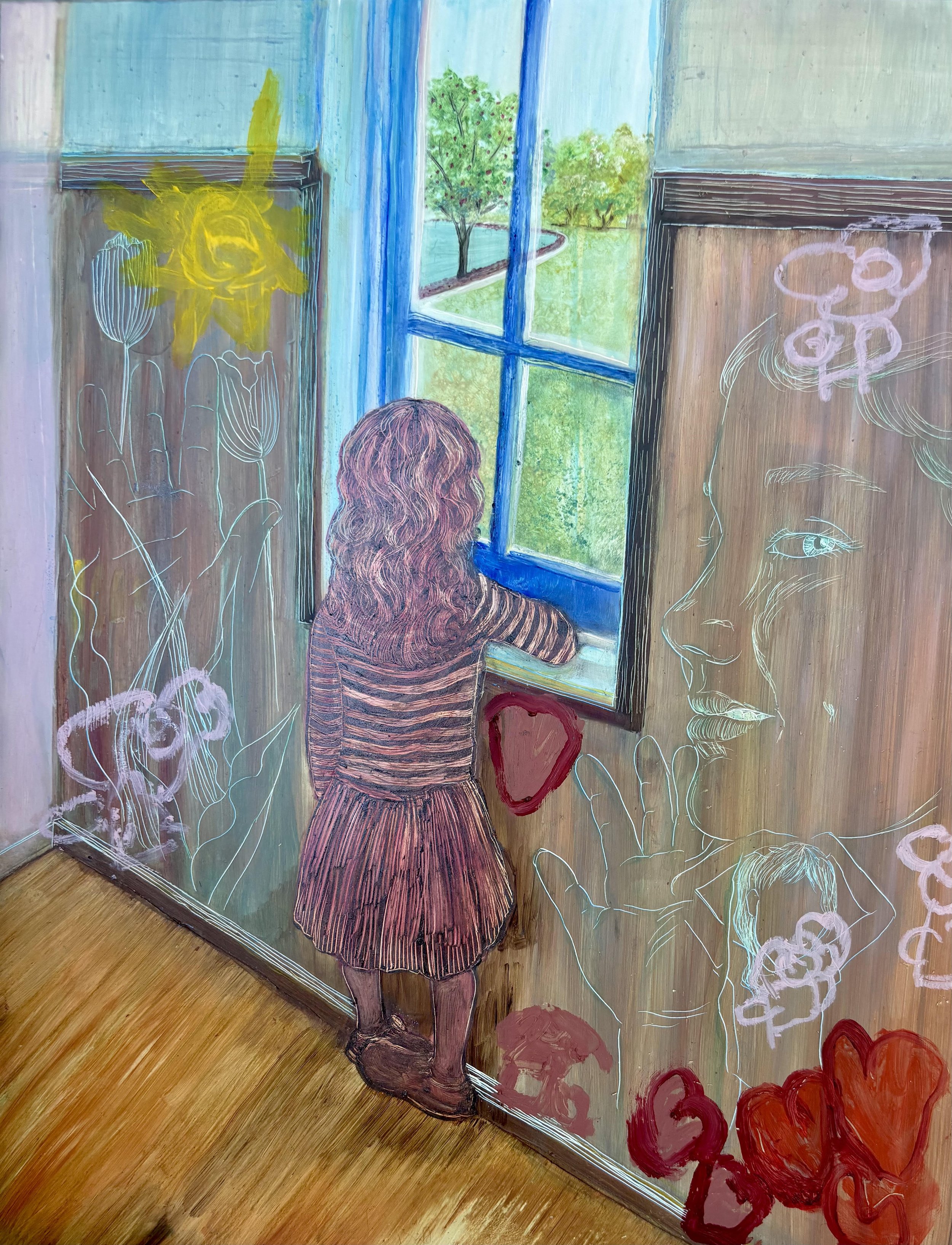 Daydreamer, mixed media on Clayboard, 16" x 11", 2026