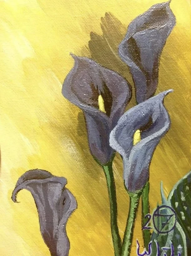 Calla Lillies, Acrylic on Canvas, 4" x 6", 2017