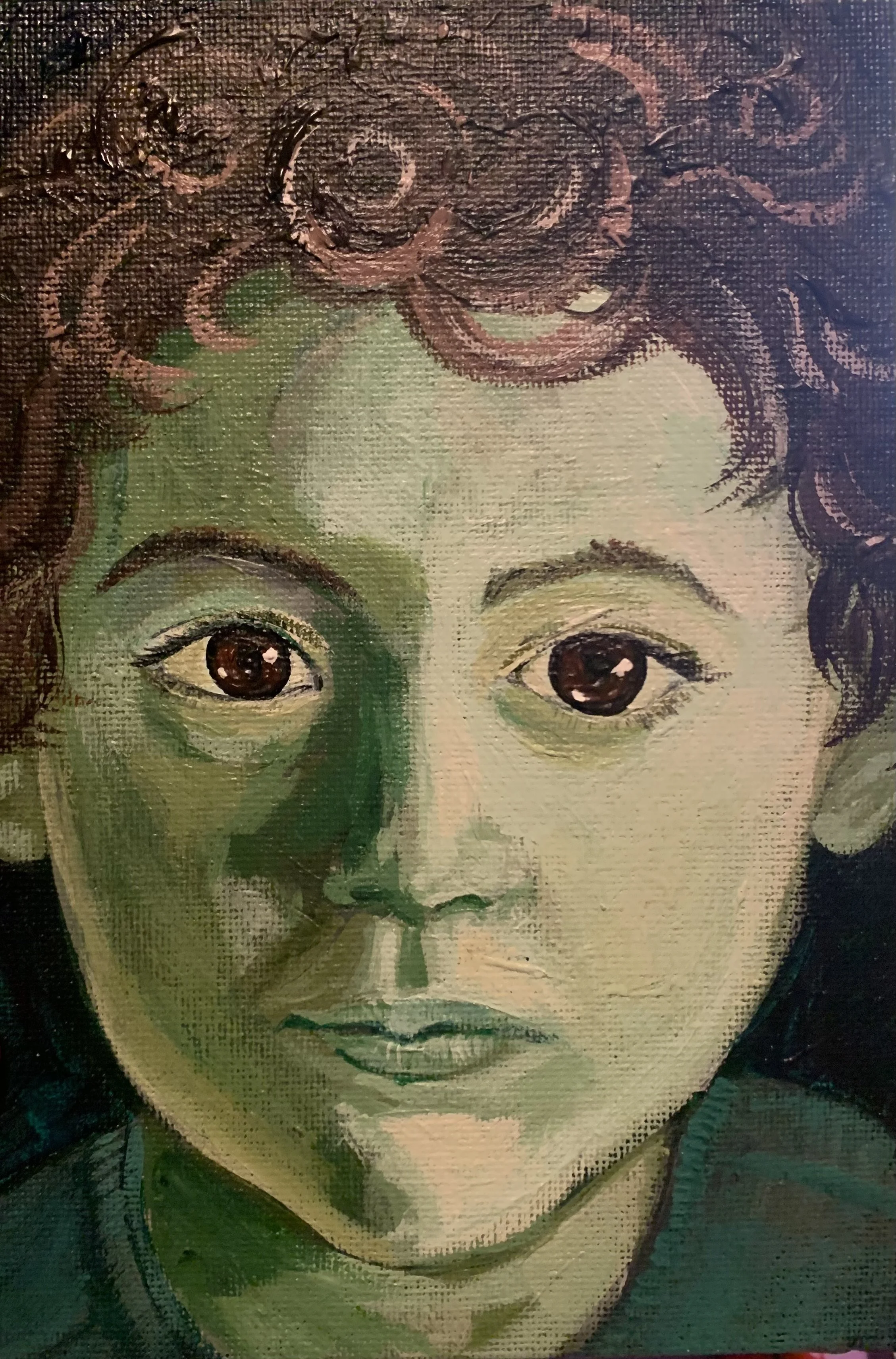 Precocious, acrylic on canvas, 4" x 6", 2019(?)