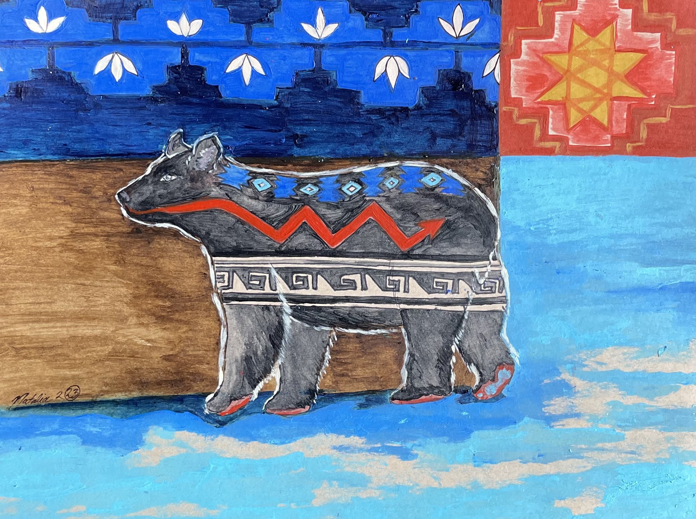 Bear, Acrylic on Paper, 16" x 12"