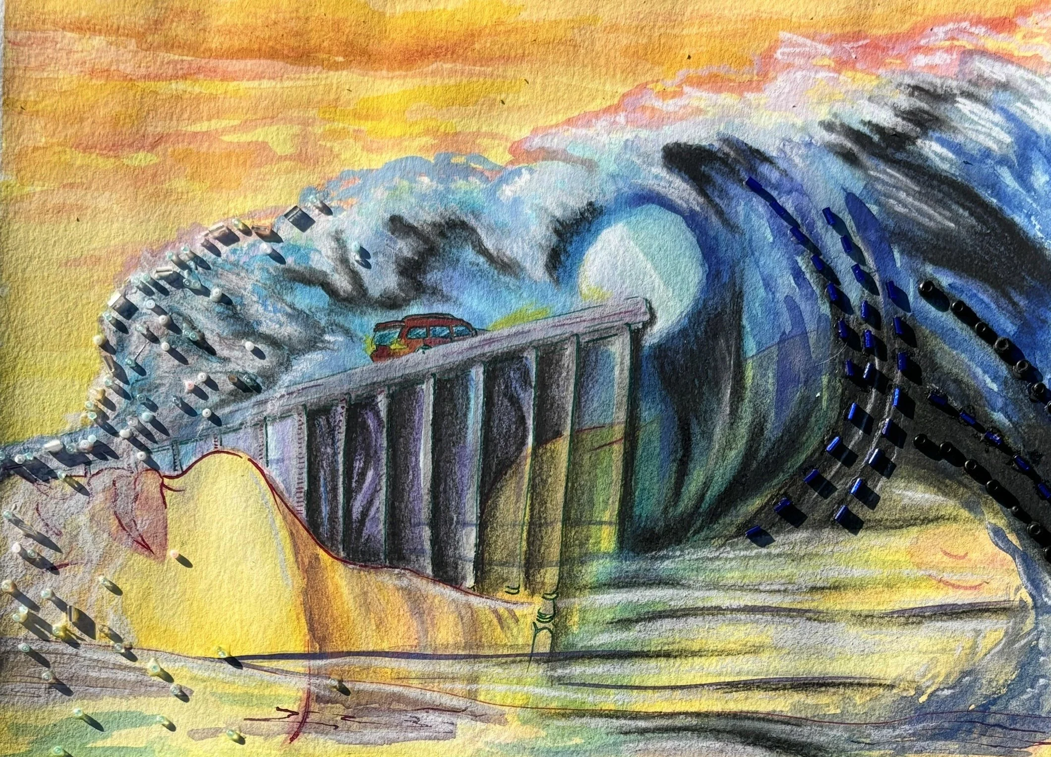 The Dream Highway, Mixed Media, 9" x 12", 2024