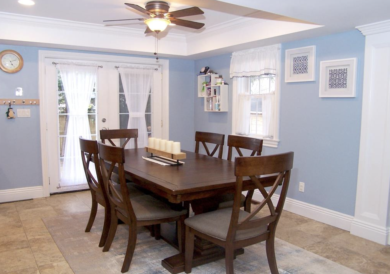 dining room with double doors to outside, 283 Elizabeth Ave, Holbrook, NY