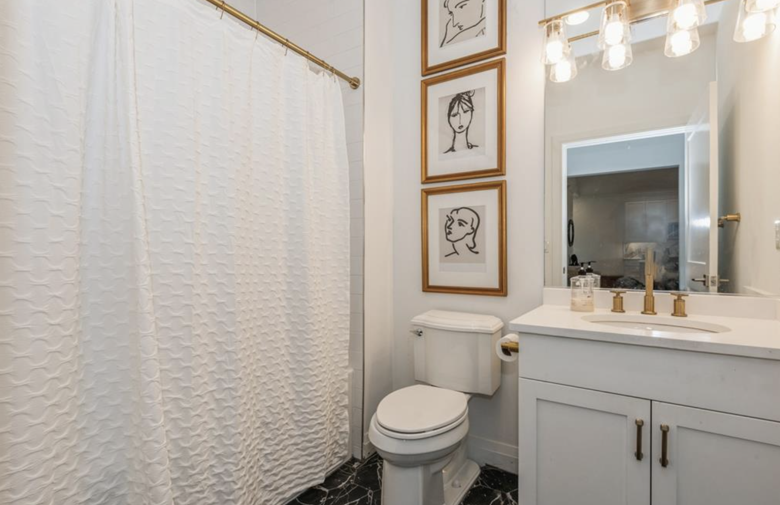 guest bathroom with brass fixtures, 40204 Silver Birch Lane, Patchogue, NY 