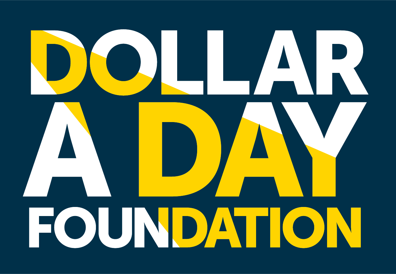 Graphic with the text 'Dollar A Day Foundation' in large white and yellow letters against a dark blue background.