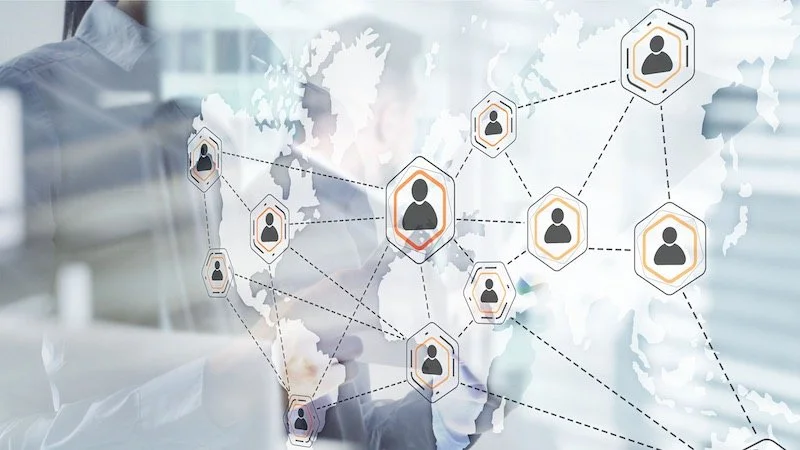 Map with people icons next to man