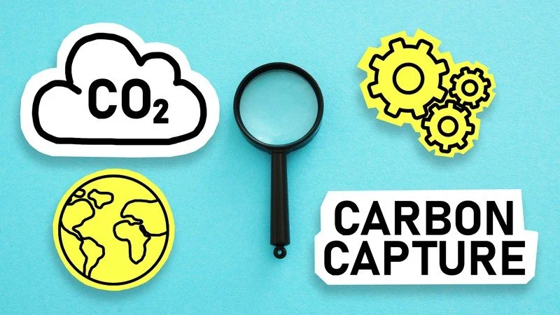 Magnifying glass and carbon cutouts