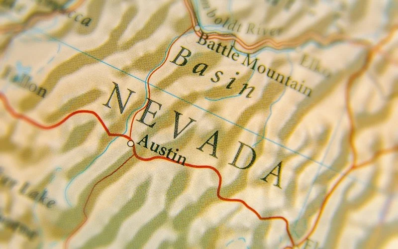 Map that shows Nevada