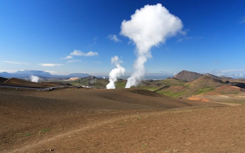 Steam emitting from the ground