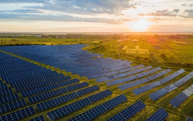 Solar panels with sun