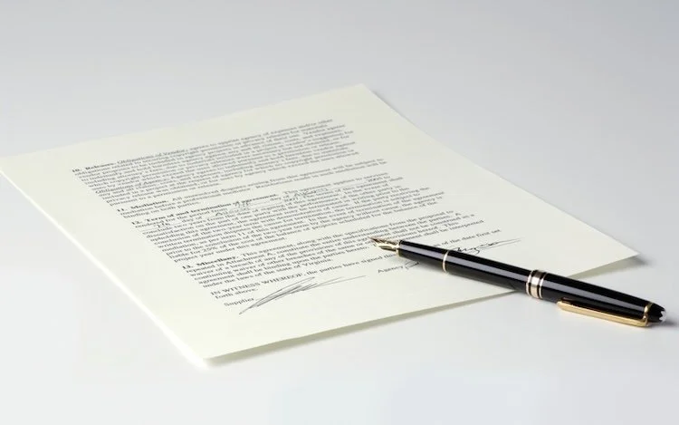 Contract beneath an ink pen