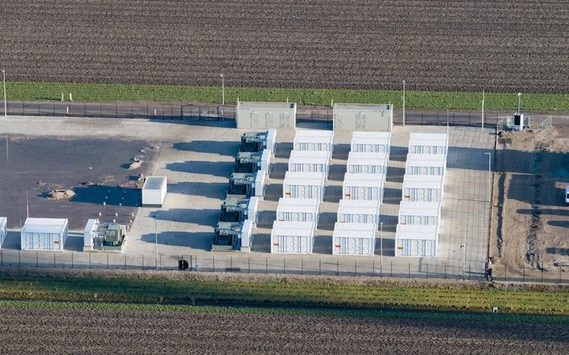 Battery storage facility near a farm field