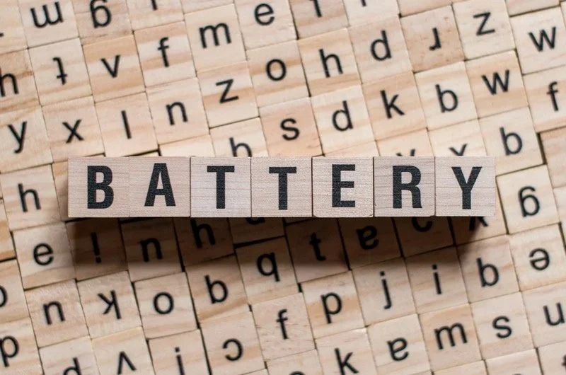 Tiles of letters that spell "Battery"