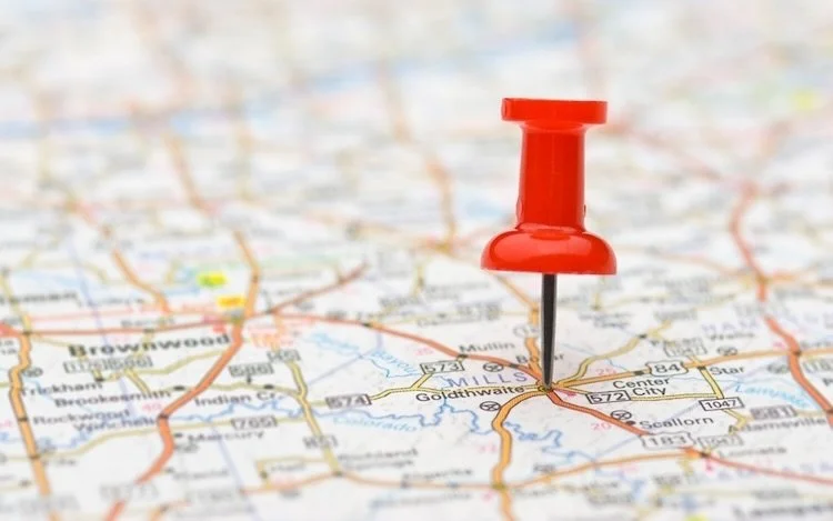 Push pin on a map
