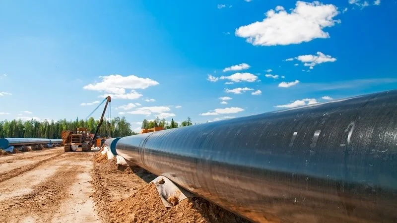 Oil pipeline in construction