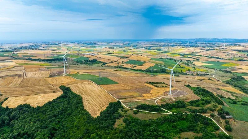 Landscape with windmills