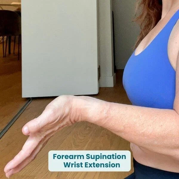 yoga teacher training trish corley demonstrating wrist extension with forearem supination