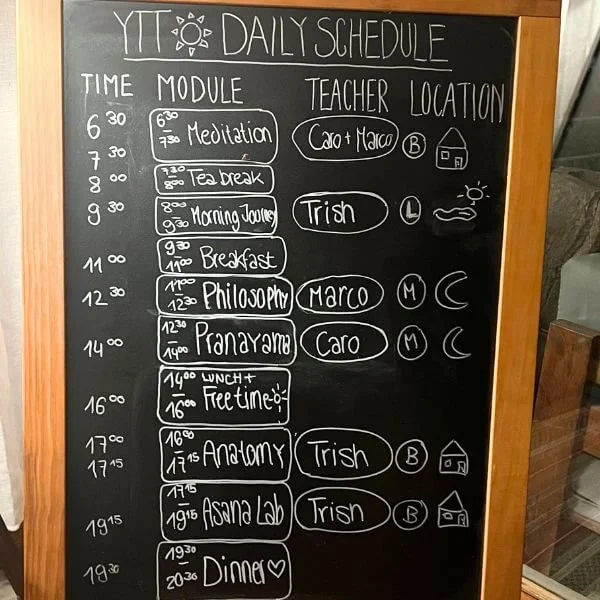 Ancestral Academy yoga teacher training daily schedule Portugal