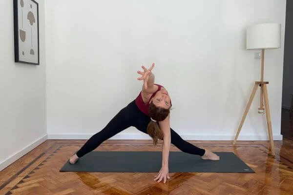 dr trish corley lead yoga teacher trainer in  Triangle with a backbend