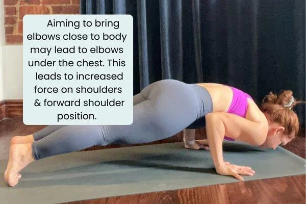 Elbows under the body and supporing the weight of shoulders and upper trunk in chatarunga