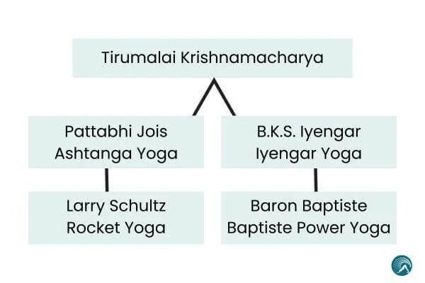 Yoga lineage chart Rocket yoga Baptiste power yoga history