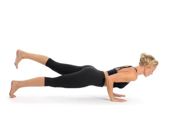 modified version of chaturanga with one leg lifted