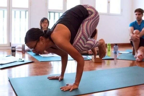 yoga teacher training with successful crow posture clinic
