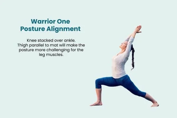 variation of yoga posture warrior one posture alignment