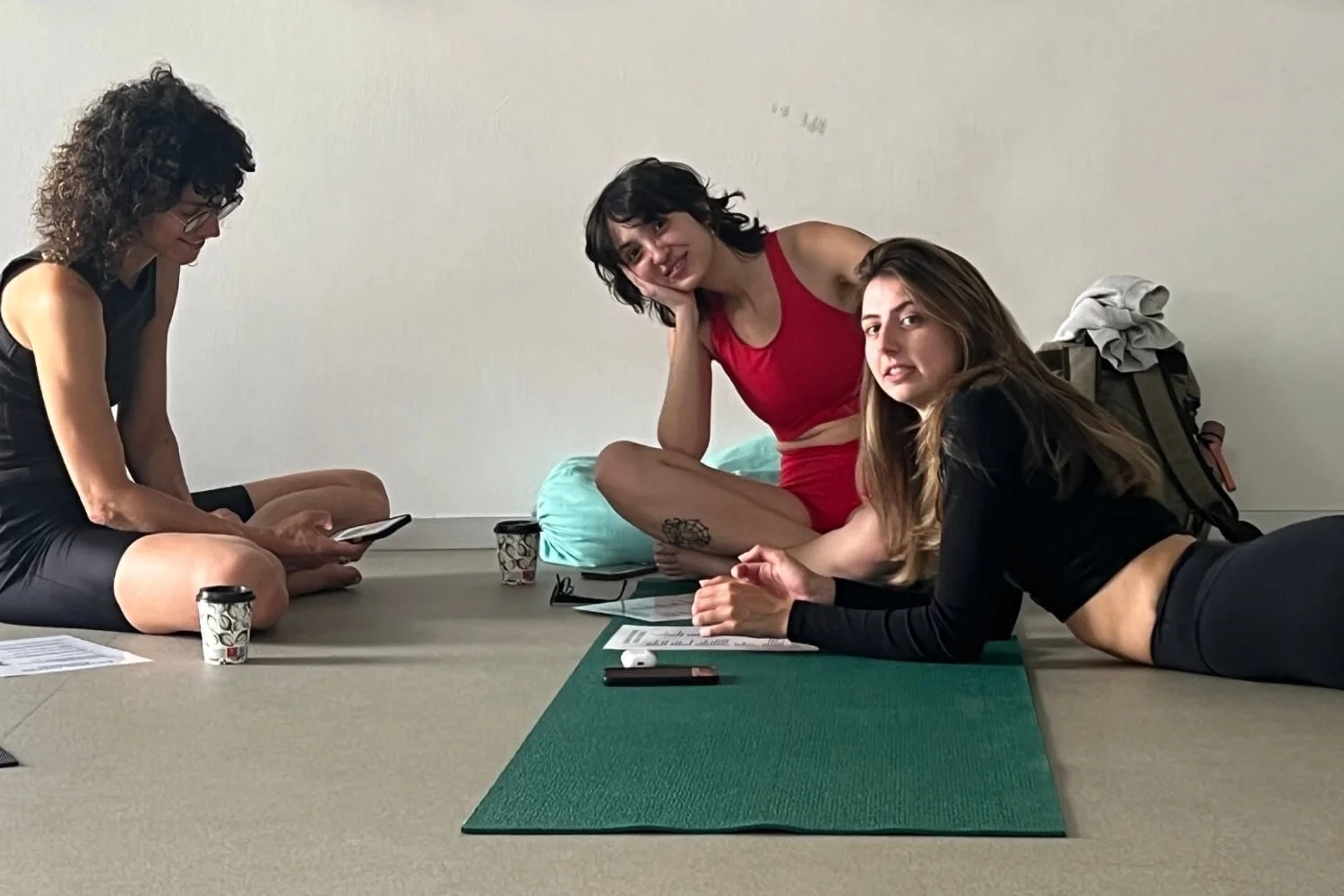Sarah Kelly and fellow students during the Power to Lead yoga teacher training in Lisbon Portugal