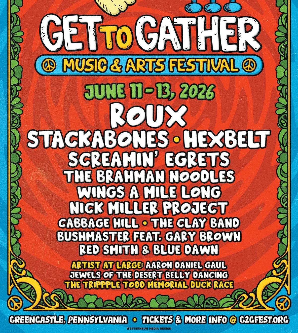 Goin&rsquo; down the road to Greencastle Pennsylvania this weekend for Get To Gather 2026! Can&rsquo;t wait to share the music with everyone out there, and we play Friday at 7:30pm ✌️ tickets/other info: https://g2gfest.org