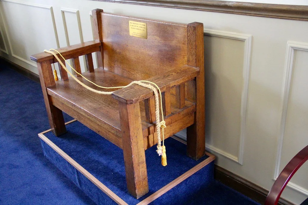 Founders Bench on display