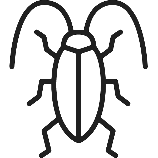 Line drawing of a beetle with wings and six legs.