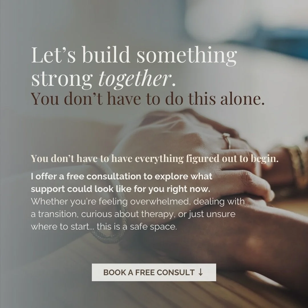 Reaching out can feel like the hardest step.

If therapy has been on your mind, even quietly, this can be a place to start.

I offer free consultations to help you explore what support could look like, without pressure or judgement.

You can book thr