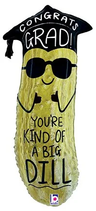 The pickle balloon uses a photorealistic stock image of an actual pickle with my artwork and hand lettering.