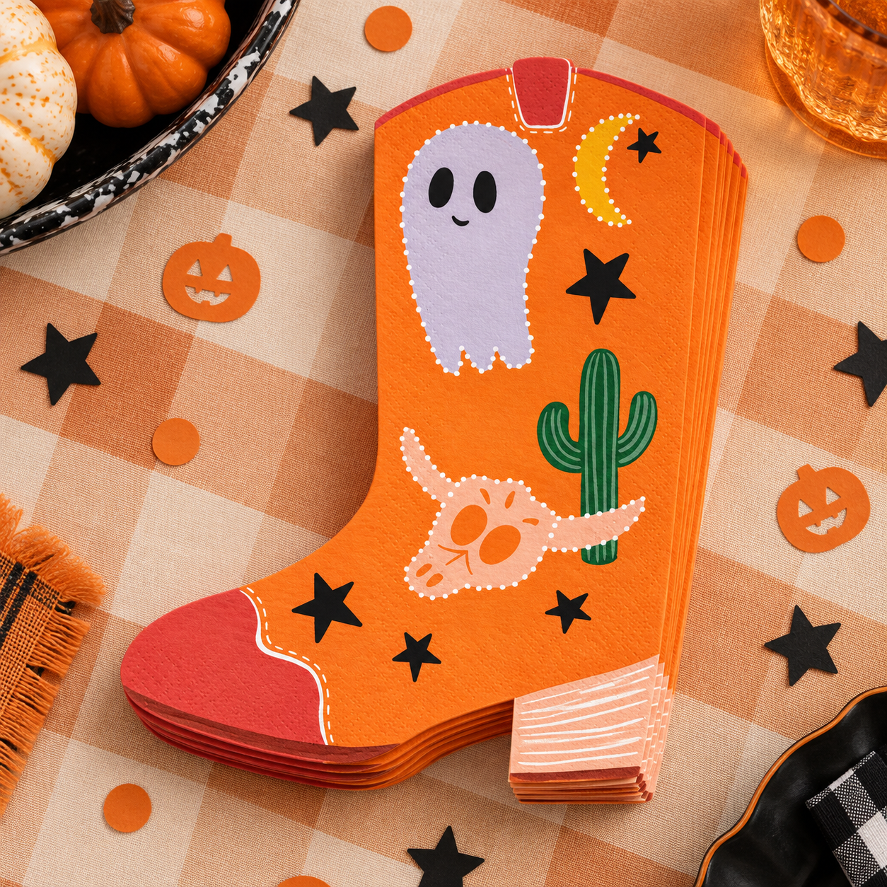 Spooky western cowboy boot napkins.png