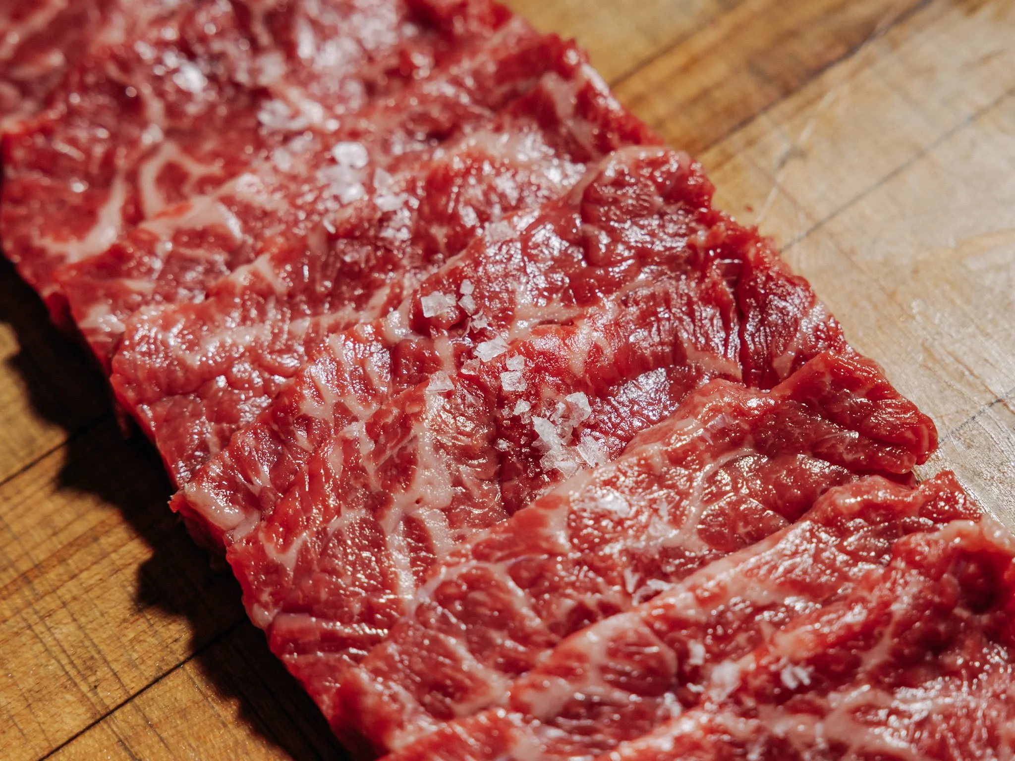 steak with salt and rosemary