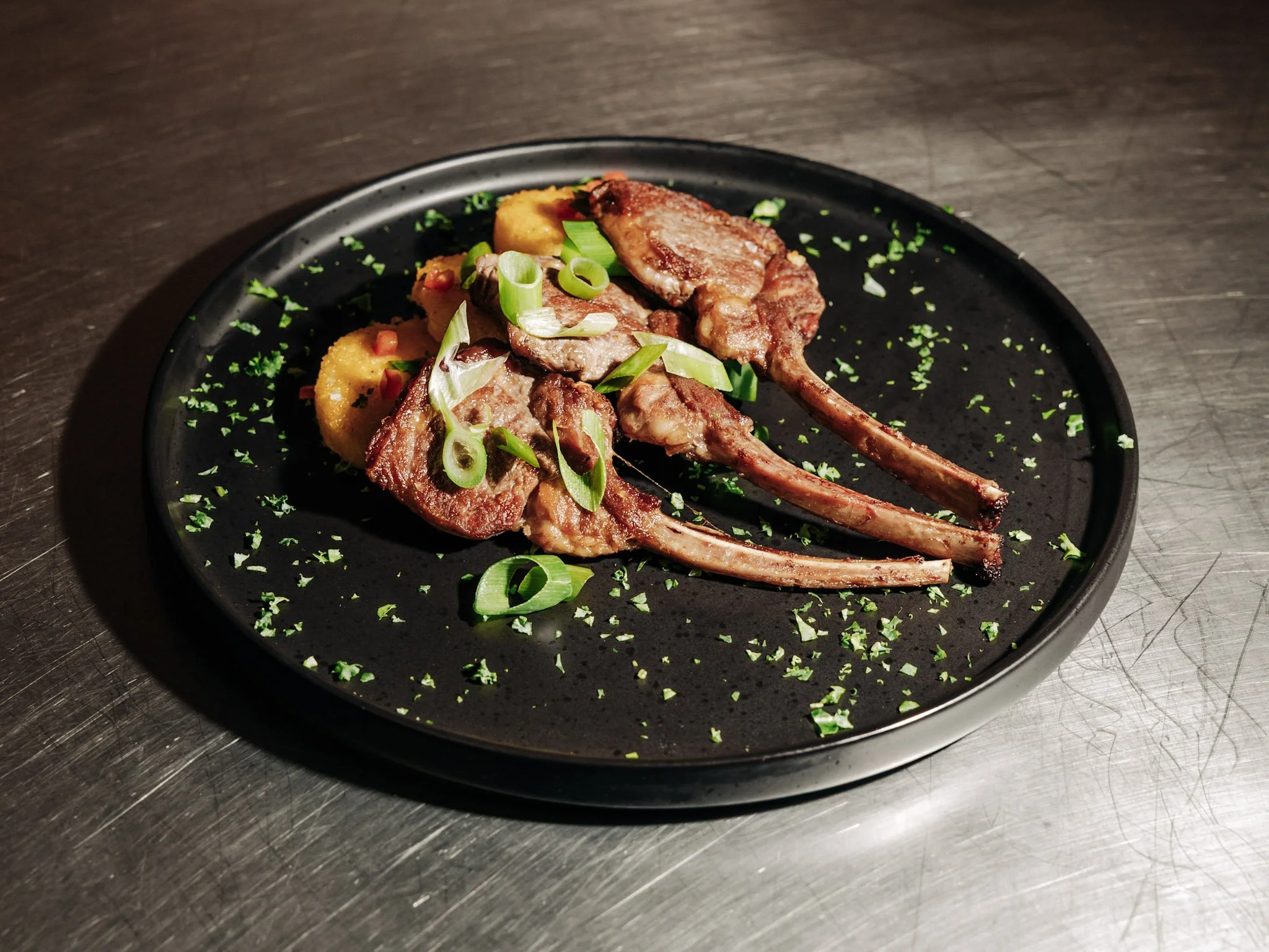 Lamb Chops with garnish on a plate