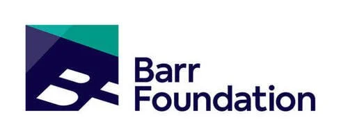 Logo of Barr Foundation featuring a stylized 'B' and 'F' in a geometric design with the words 'Barr Foundation' beside it.