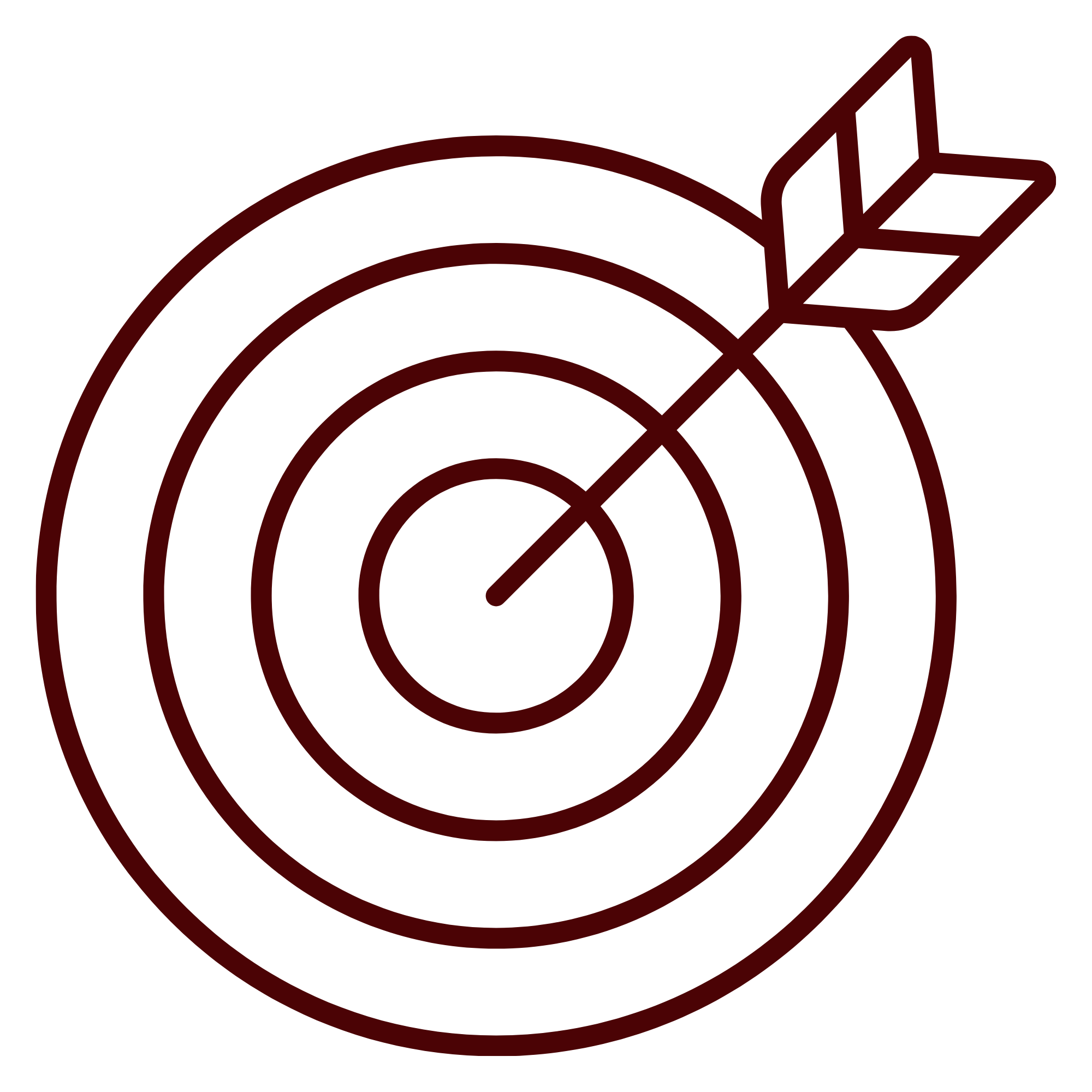 A target with concentric circles and an arrow hitting the bullseye.