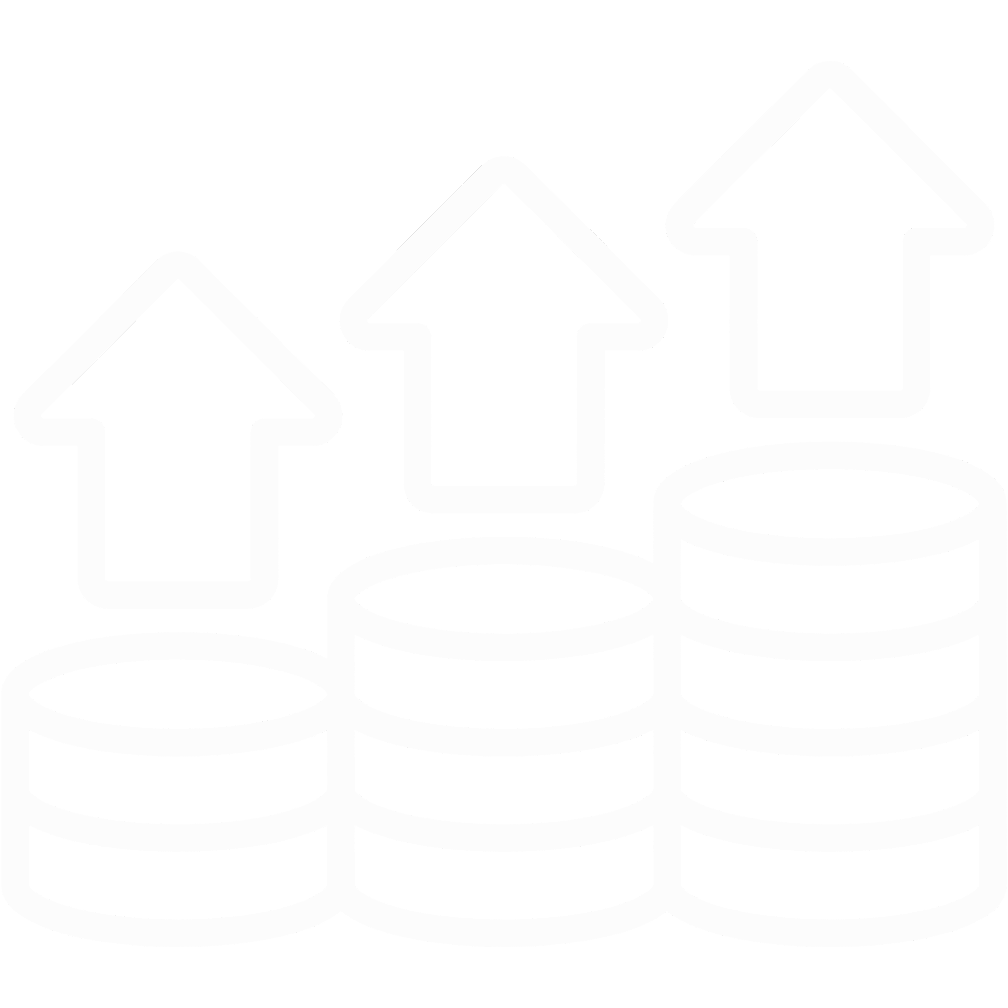 Icon of stacked coins with upward arrows indicating financial growth or investment increase.